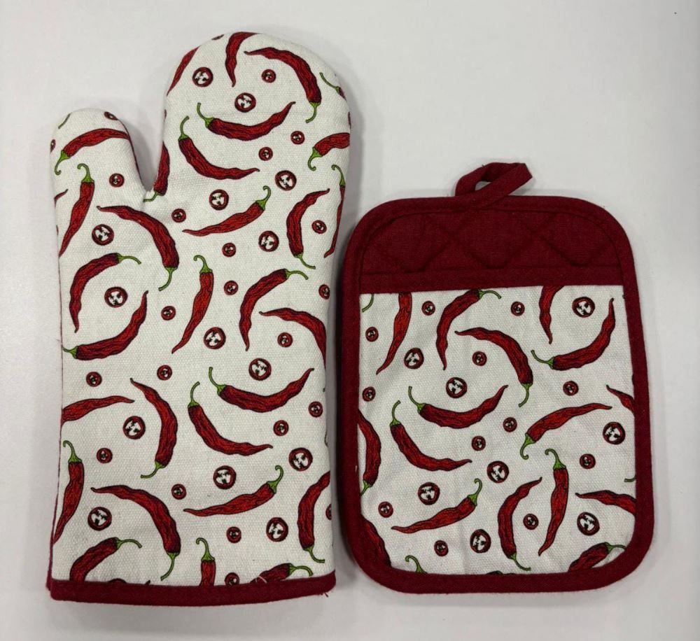 Kit Luva 18Cmx33cm + Pegador 18Cmx23cm Estampado - PIMENTAS