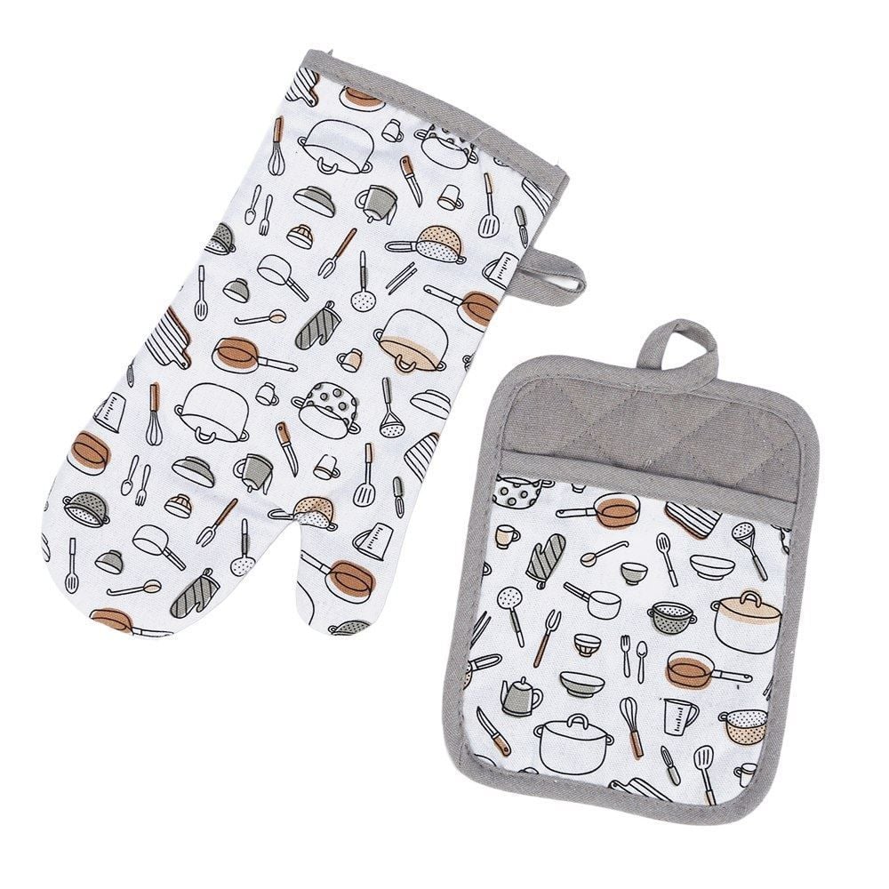 Kit Luva e Pegador de Panelas Napoli Jolitex - Cinza Utensílios