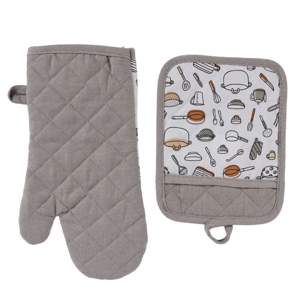 Kit Luva e Pegador de Panelas Napoli Jolitex - Cinza Utensílios