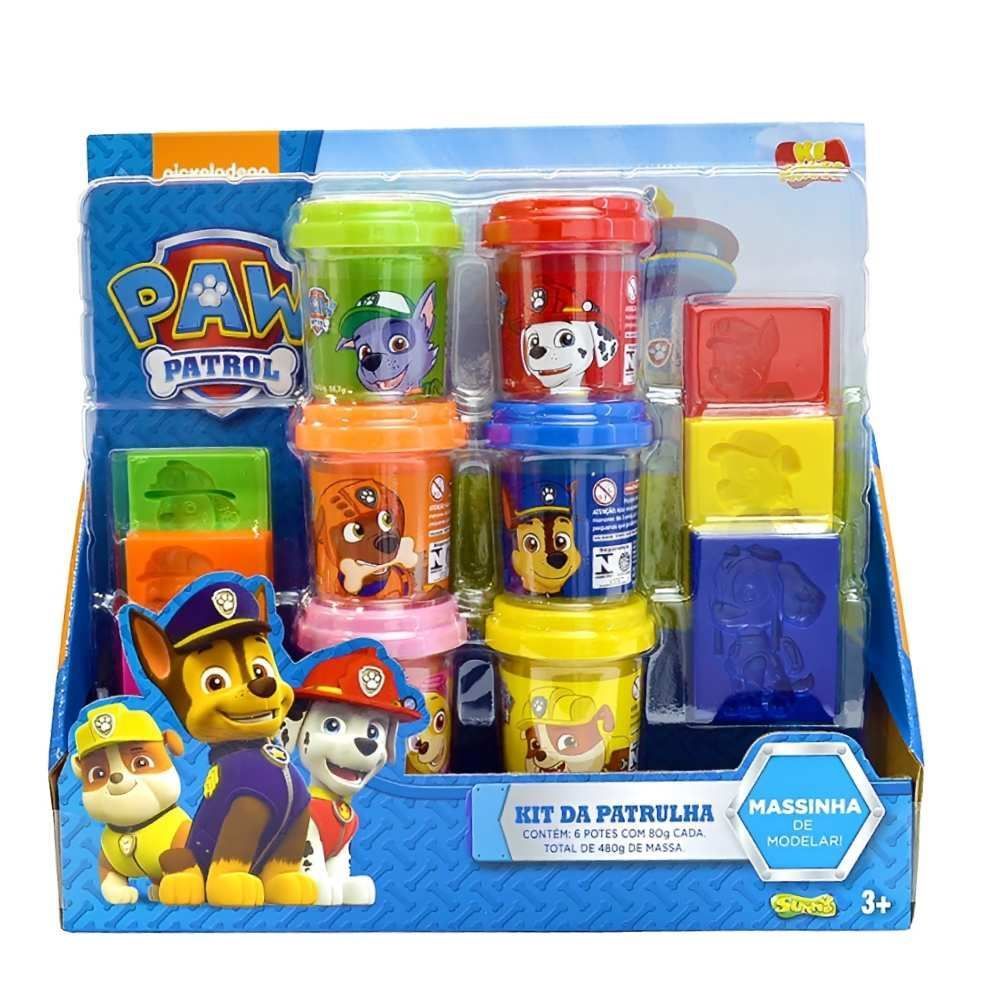 Kit Massinha de Modelar com 6 Potes Patrulha Canina Sunny - Azul
