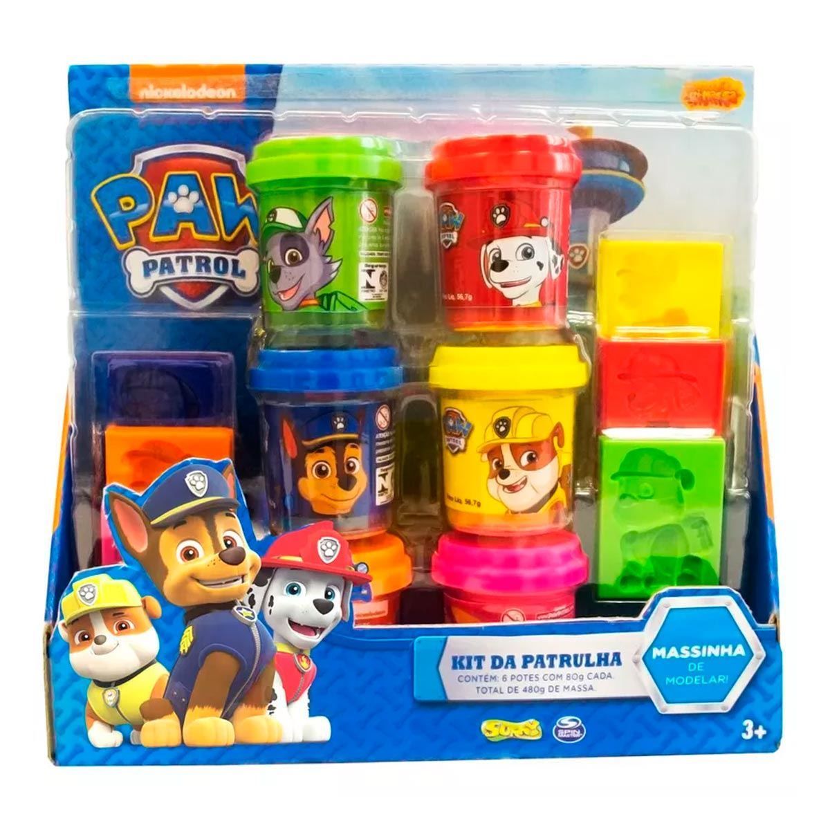 Kit Massinha De Modelar Com 6 Potes Patrulha Canina - Azul