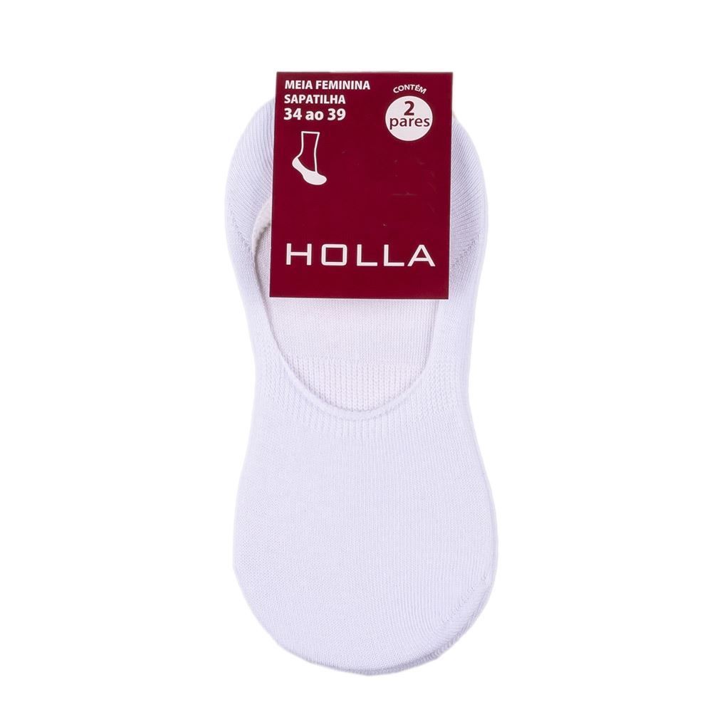 Kit Meia Feminina 02 Pares Sapatilha 34-39 Holla - Branco