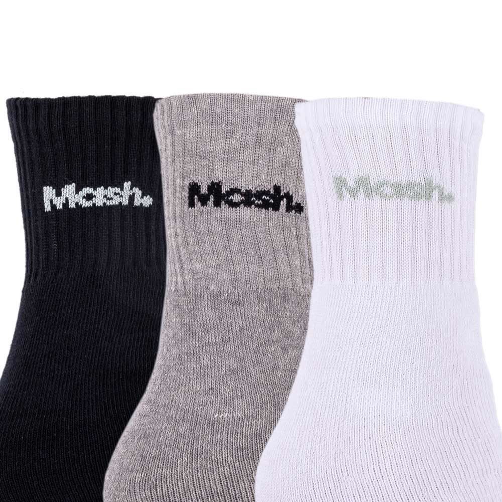 Kit Meia 03 Pares Cano Curto 39-43 Mash - Branco Cinza Preto