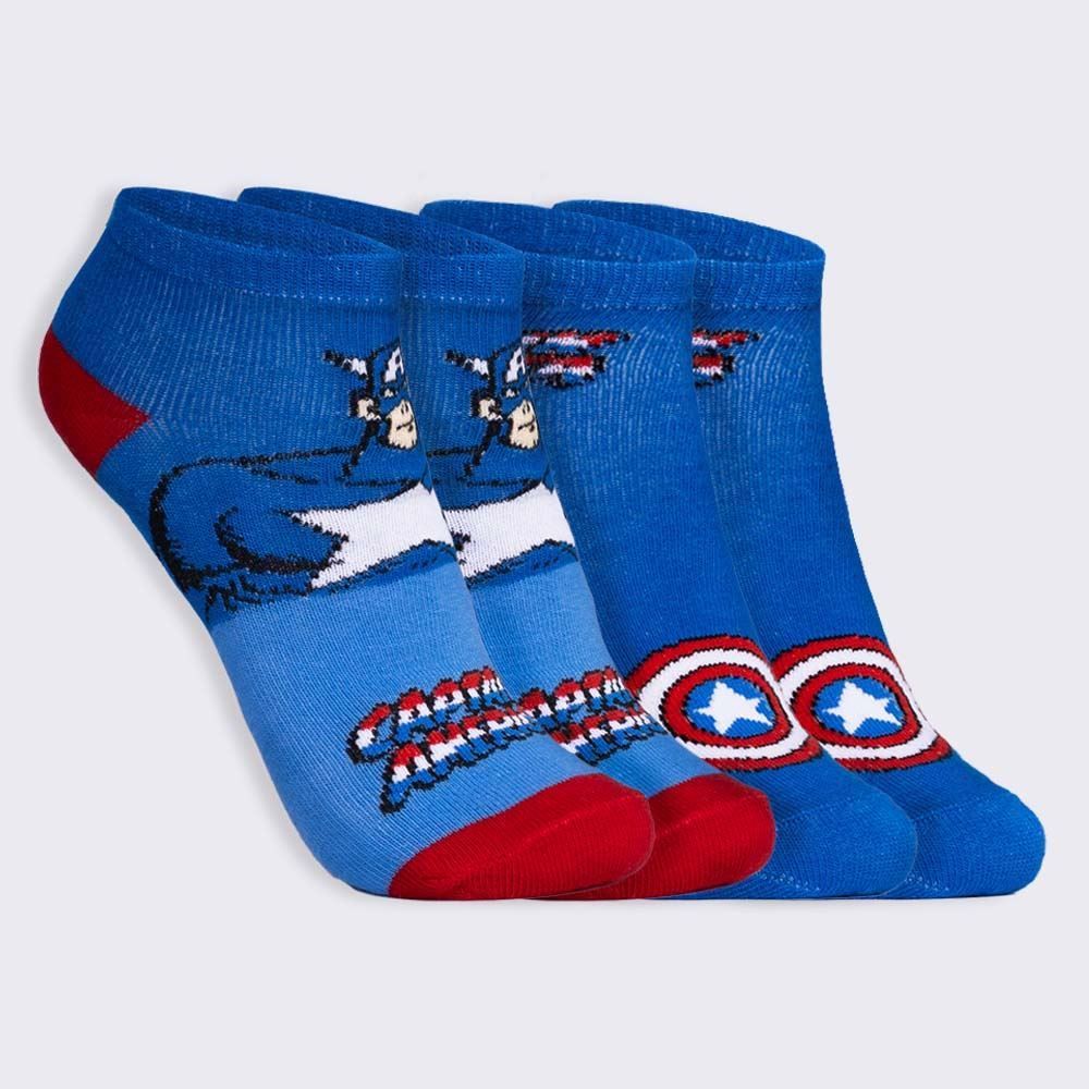 Kit Meia 2 Pares Cano Curto Capitão América Marvel - 29/33