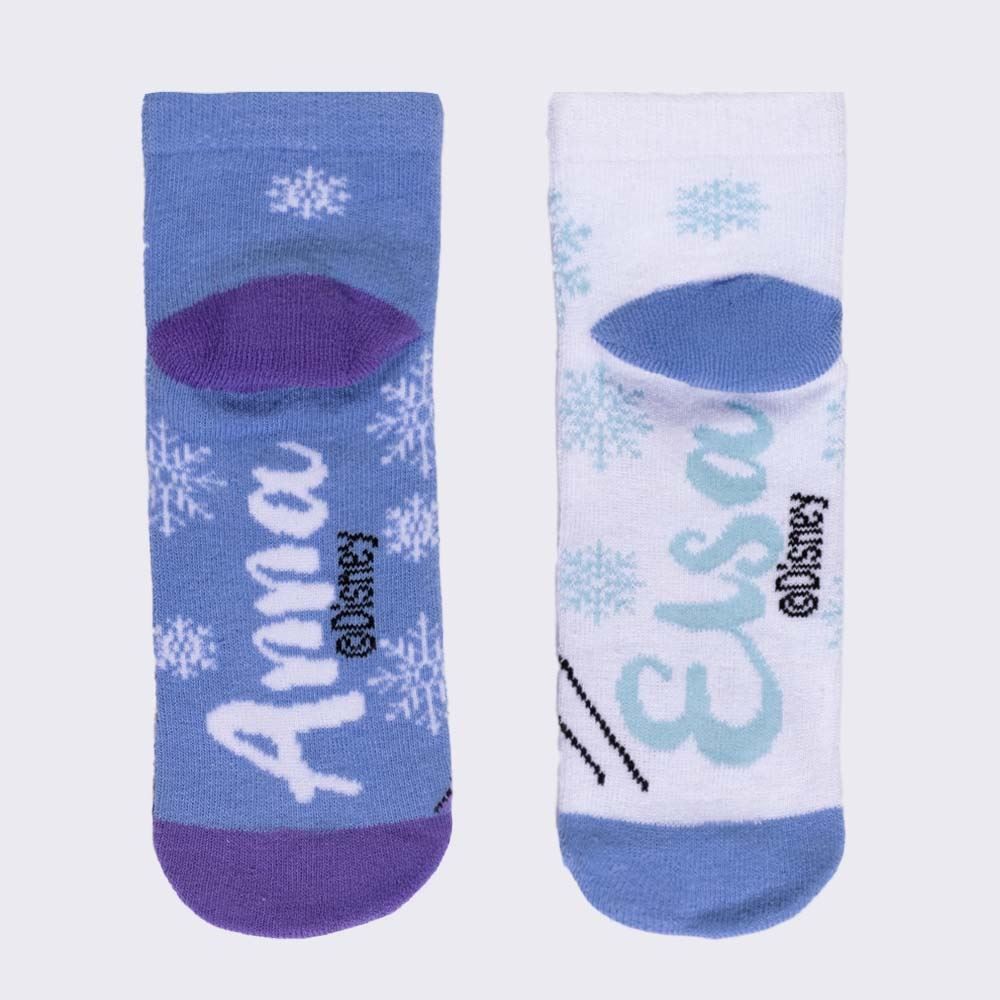 Kit Meia 2 Pares Cano Curto Frozen Disney