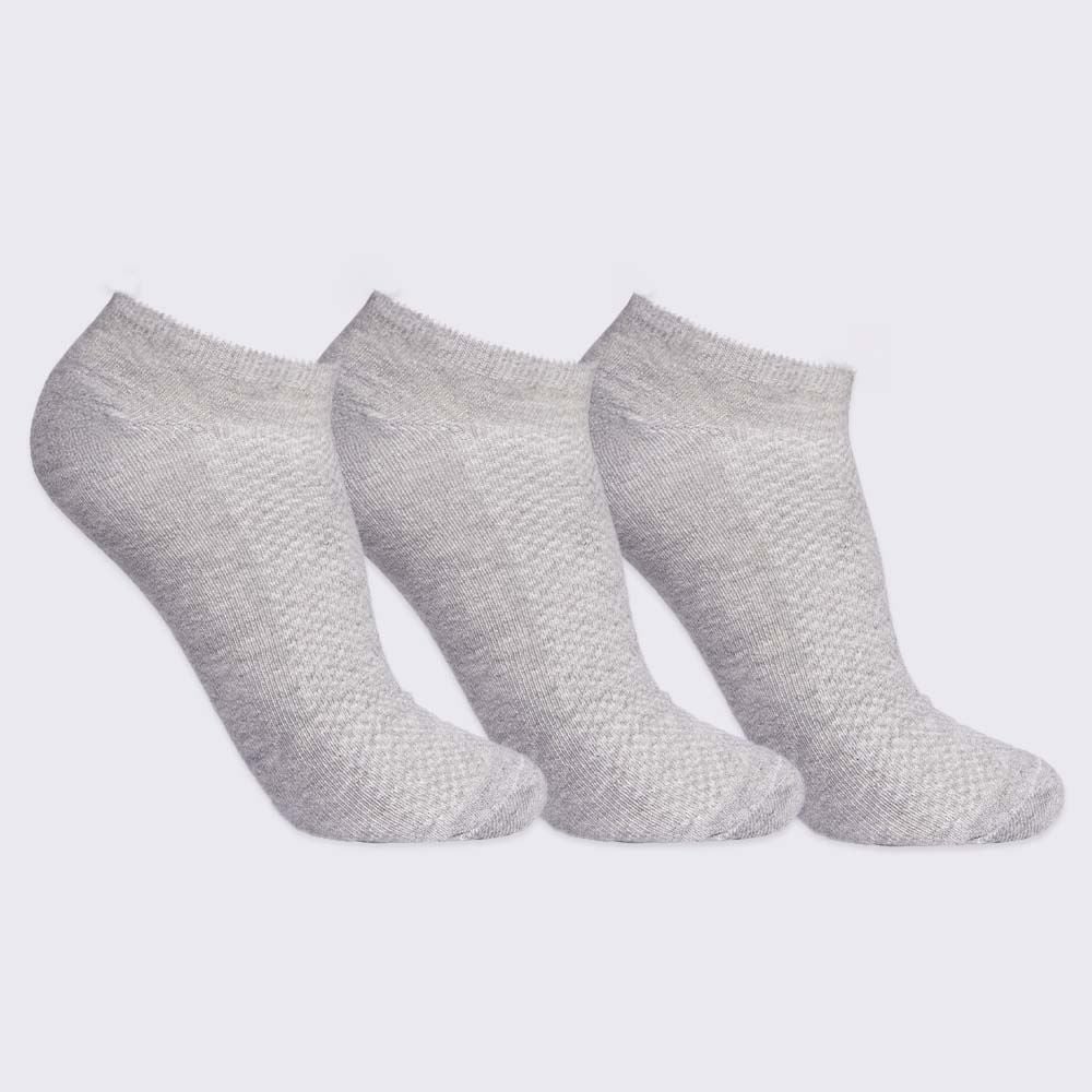 Kit Meia 3 Pares Cano Curto Hot Dog - Cinza 34/38