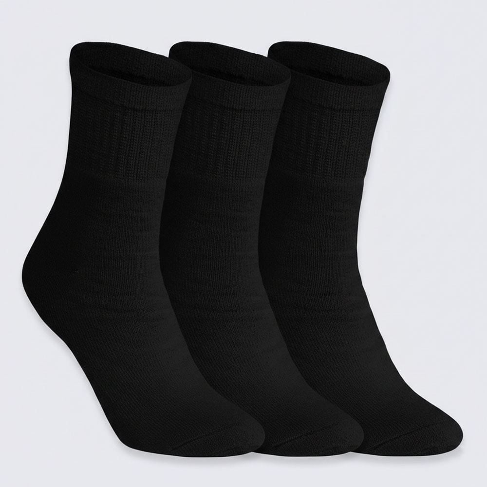 Kit Meia 3 Pares Cano Médio Hot Dog - Preto 34/38