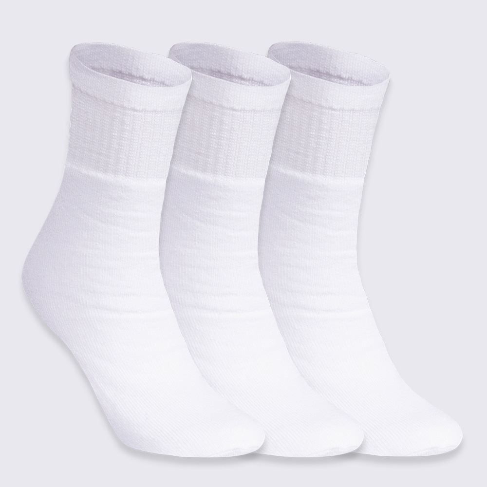 Kit Meia 3 Pares Cano Médio Hot Dog - Branco 34/38