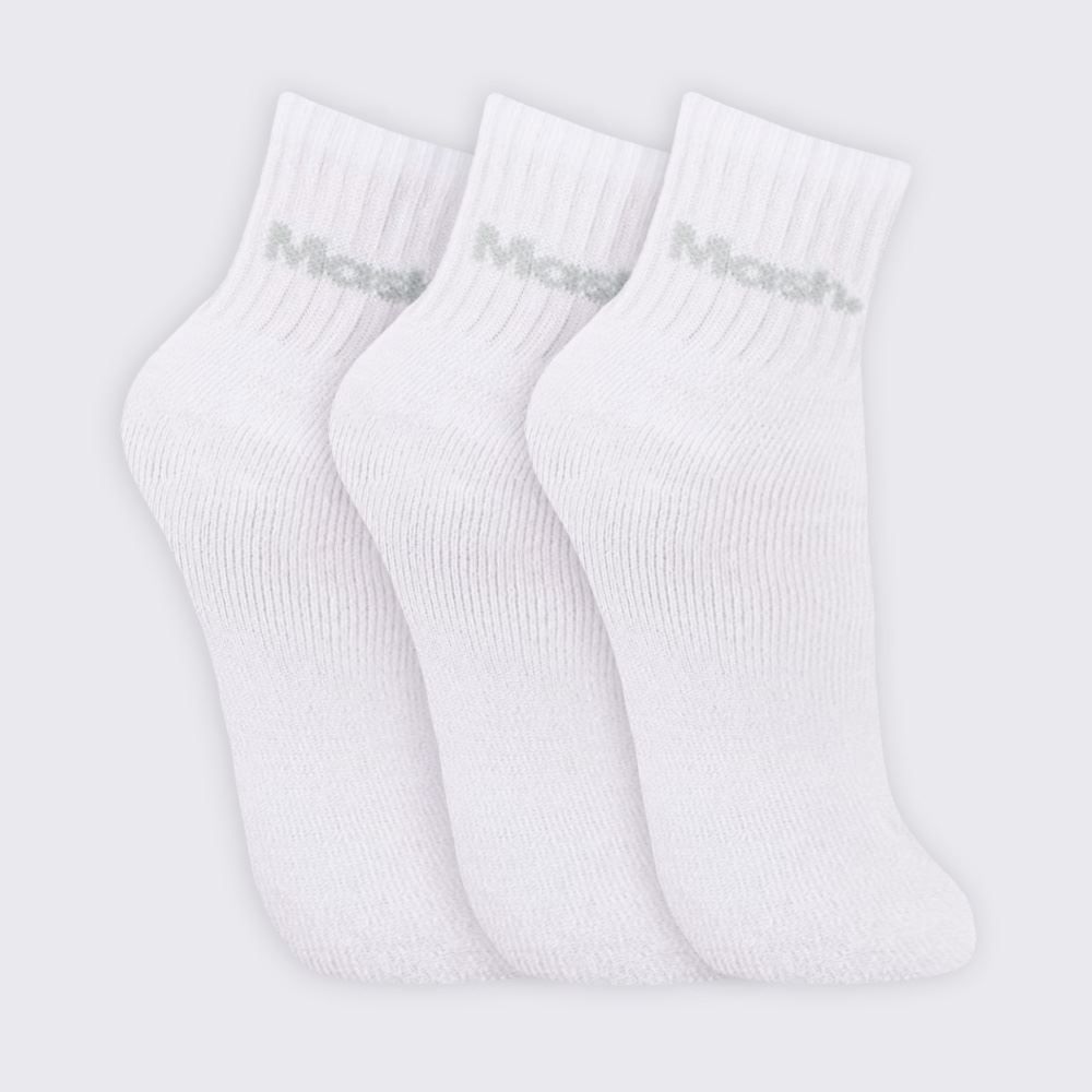 Kit Meia Feminina Cano Curto Esportivo com 3 Pares Mash - Branco 34/38
