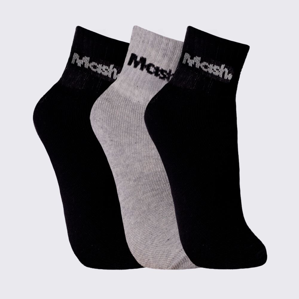 Kit Meia Feminina Cano Curto Esportivo com 3 Pares Mash - Pt/Cz/Pt 34/38