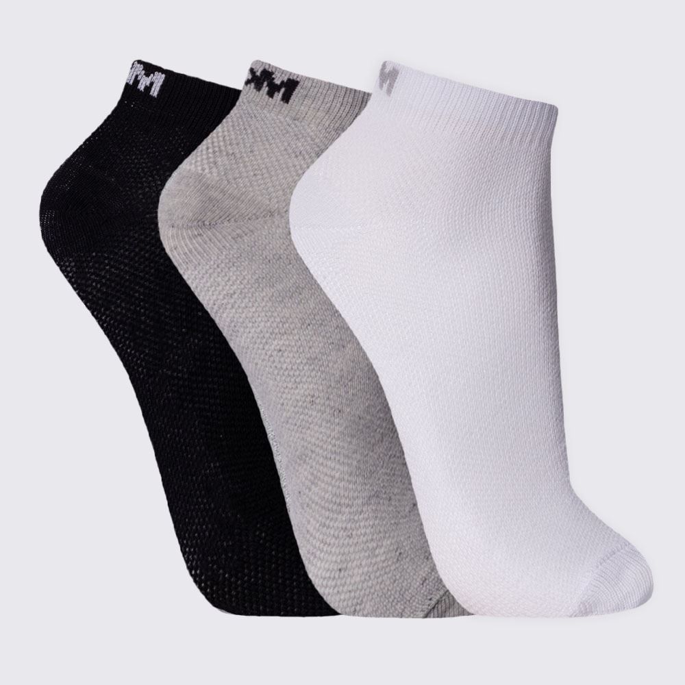 Kit Meia Feminina com 3 Pares Cano Curto Mash - BC/CZ/PT 34/38
