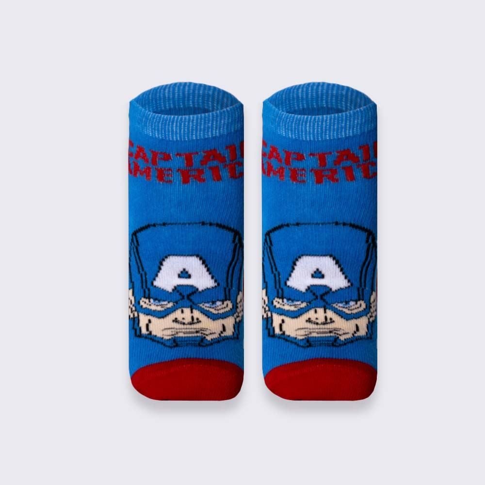 Kit Meia Infantil Com 2 Pares Cano Curto Capitão América Marvel
