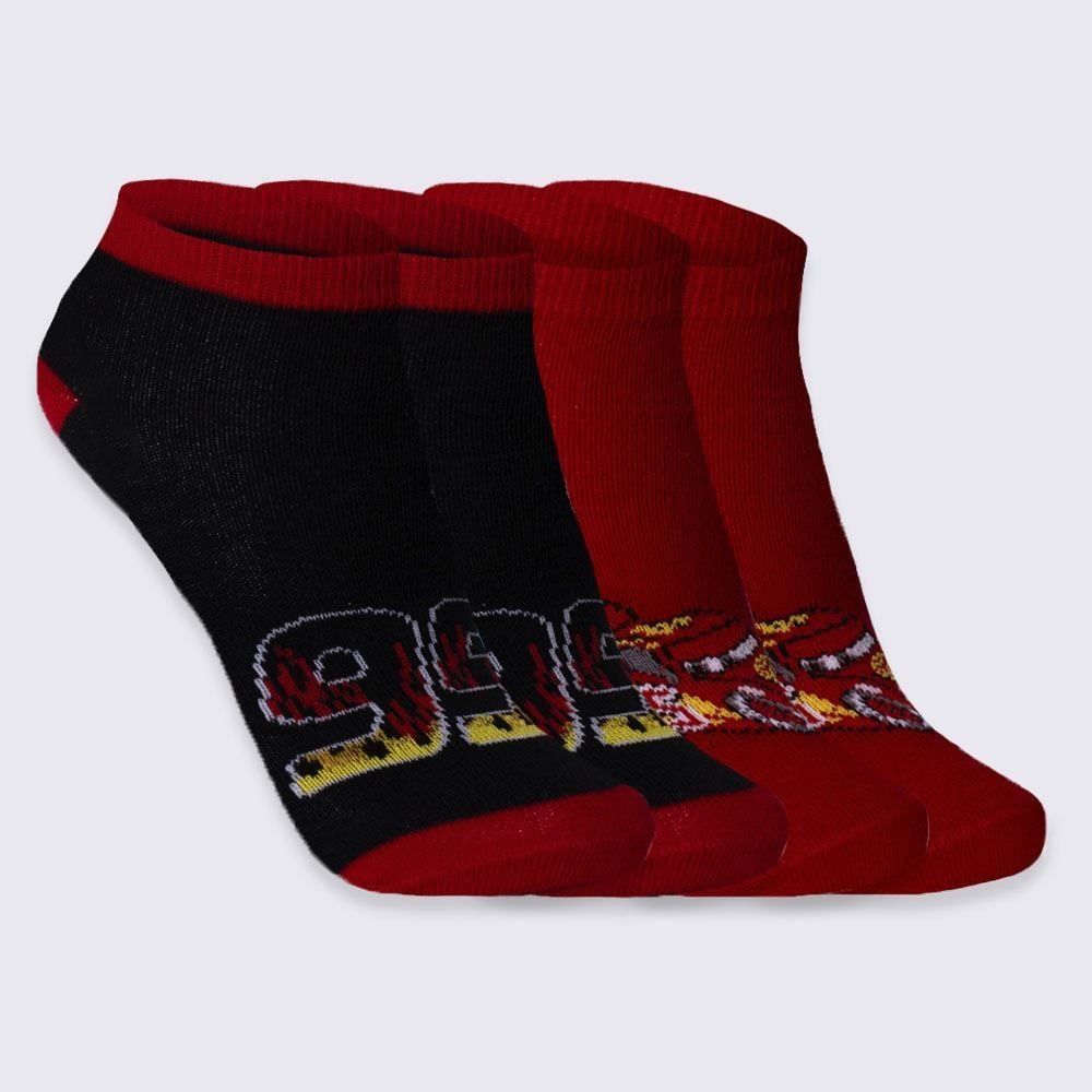 Kit Meia Infantil Com 2 Pares Cano Curto Carros Disney