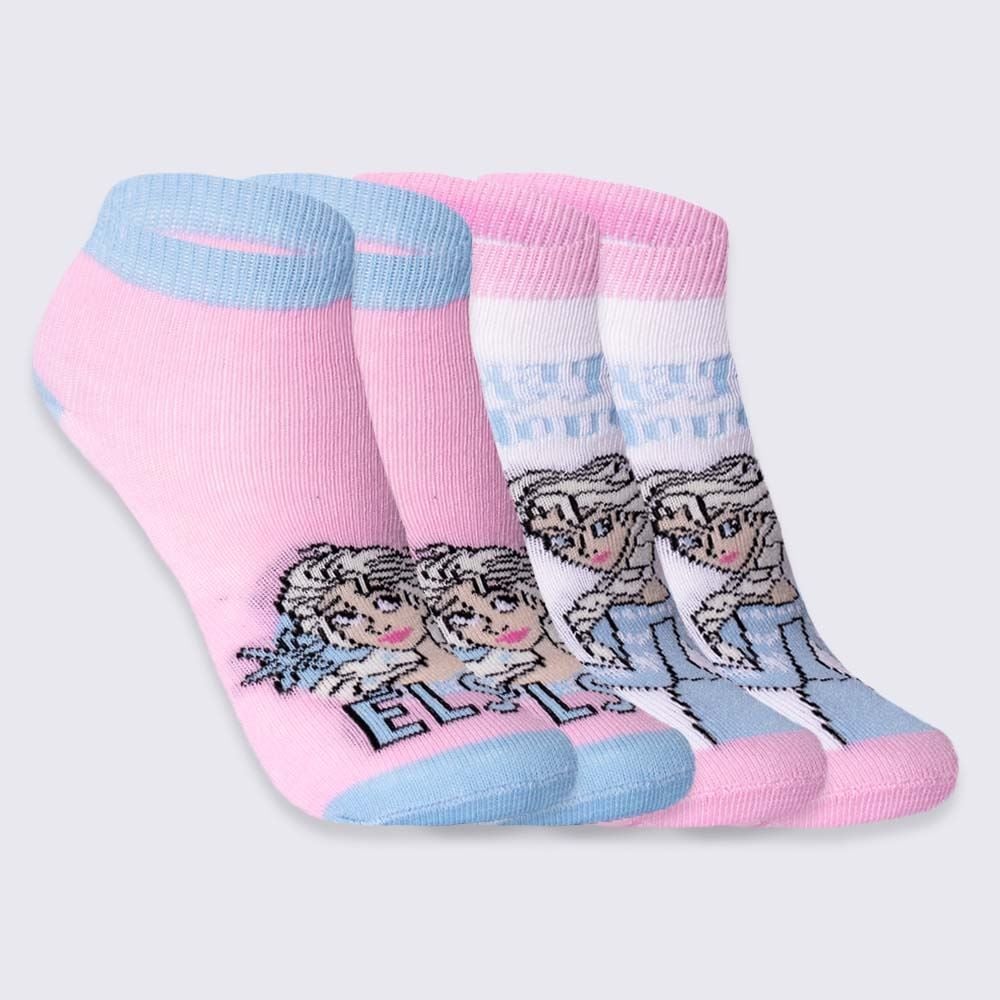 Kit Meia Infantil Com 2 Pares Cano Curto Elsa Disney