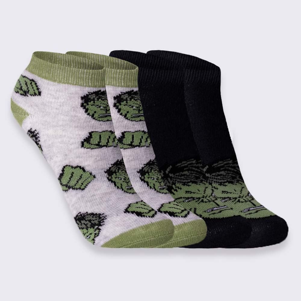 Kit Meia Infantil Com 2 Pares Cano Curto Hulk Marvel
