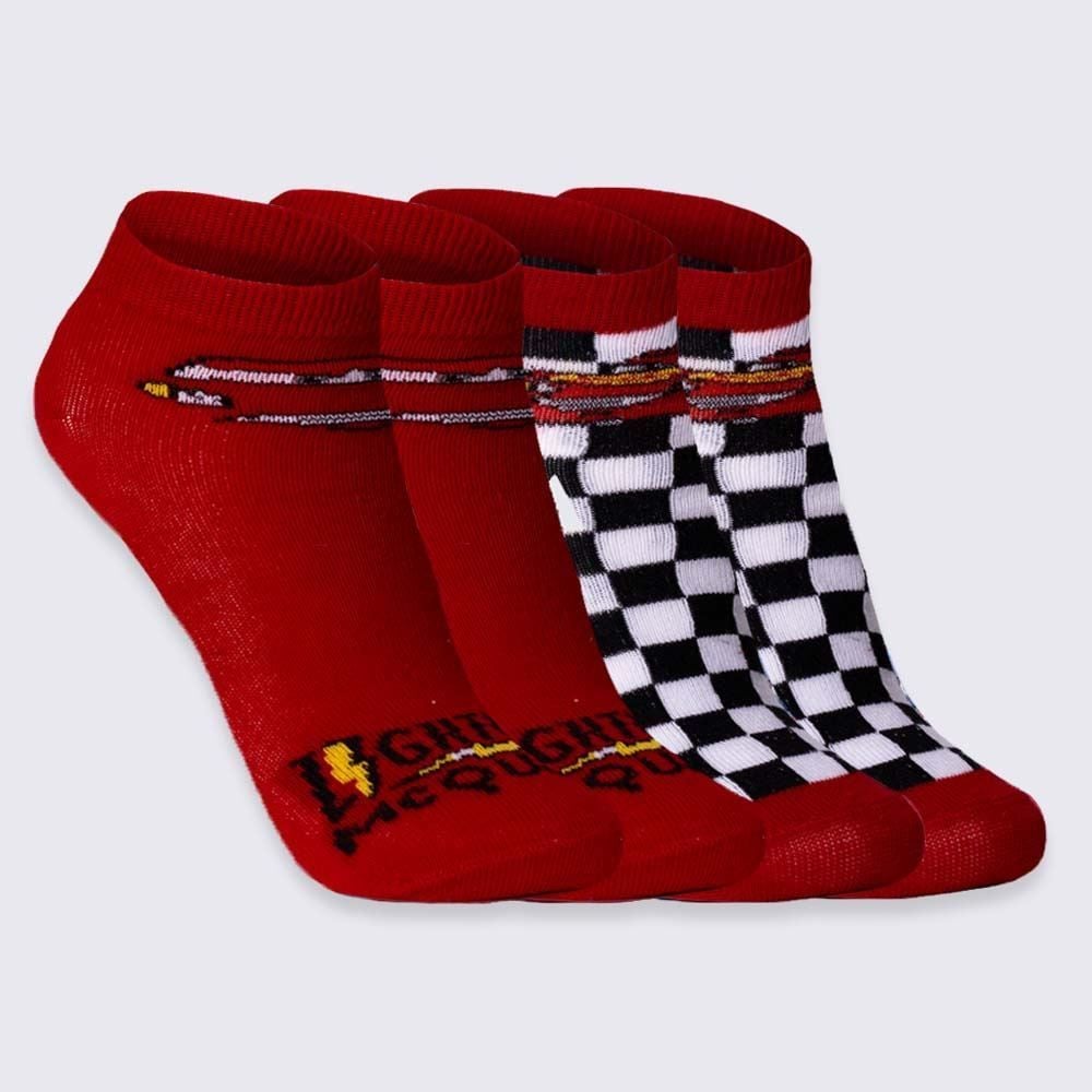 Kit Meia Infantil Com 2 Pares Cano Curto McQueen Disney