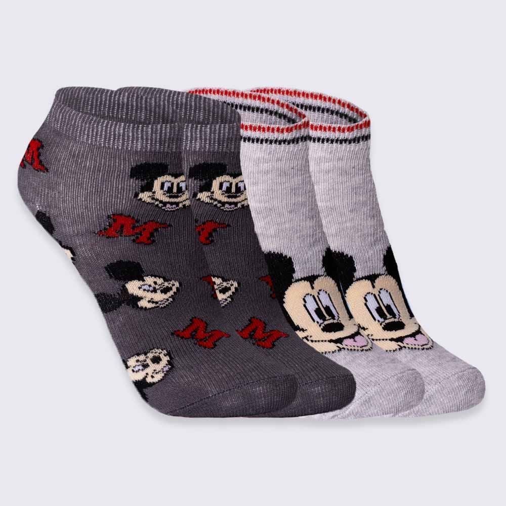 Kit Meia Infantil Com 2 Pares Cano Curto Mickey Disney