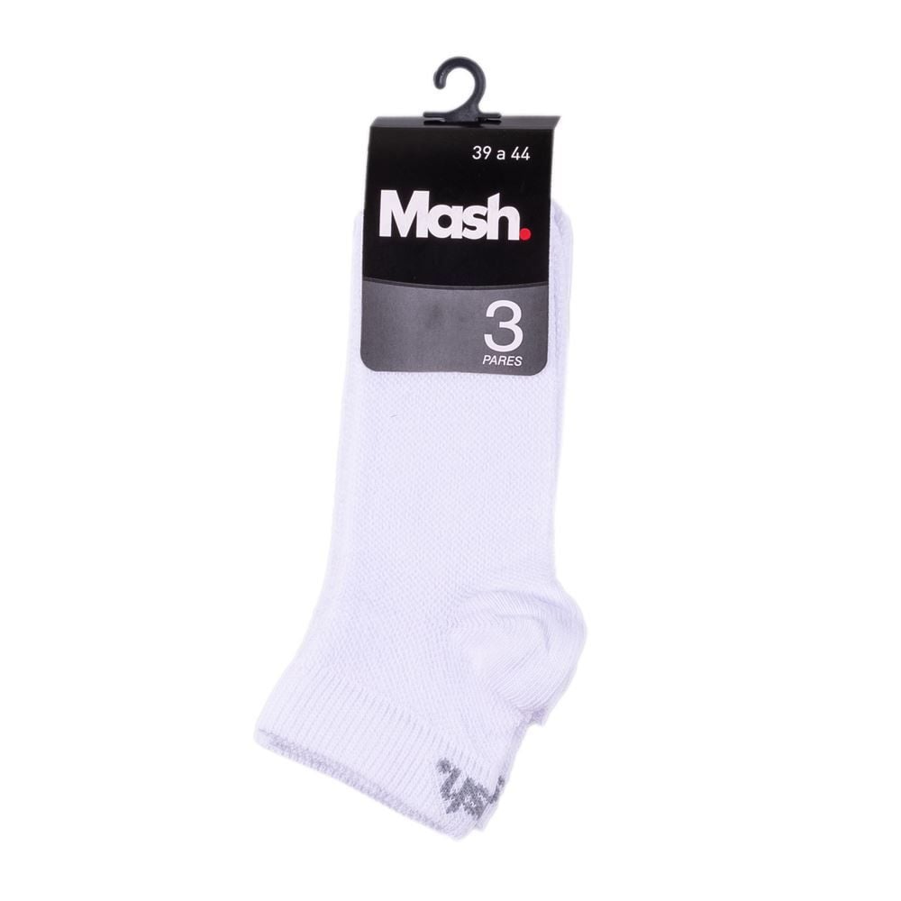 Kit Meia Masculina com 3 Pares Cano Curto Mash - Branco 39/44