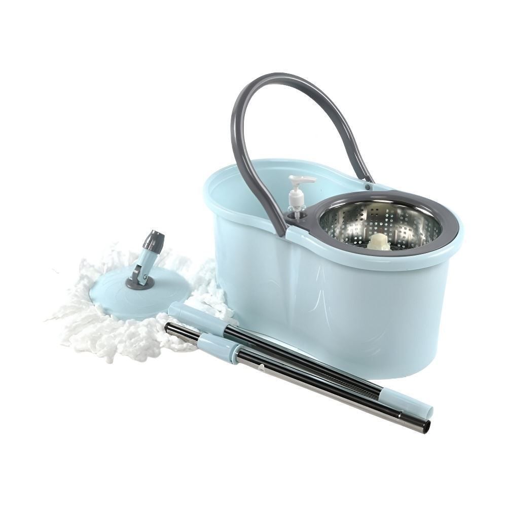 Kit Mop Com Centrífuga Inox E Dispenser Havan Casa 3 Peças - Azul e Cinza