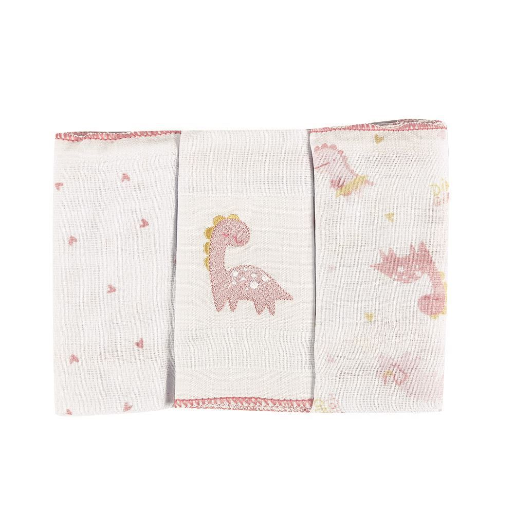 Kit Pano De Boca Prime Havan Baby - Dino Rosa 