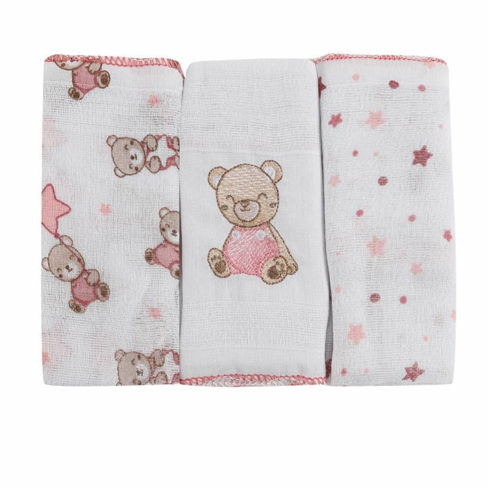 Kit Pano De Boca Prime Havan Baby - Teddy Rosa