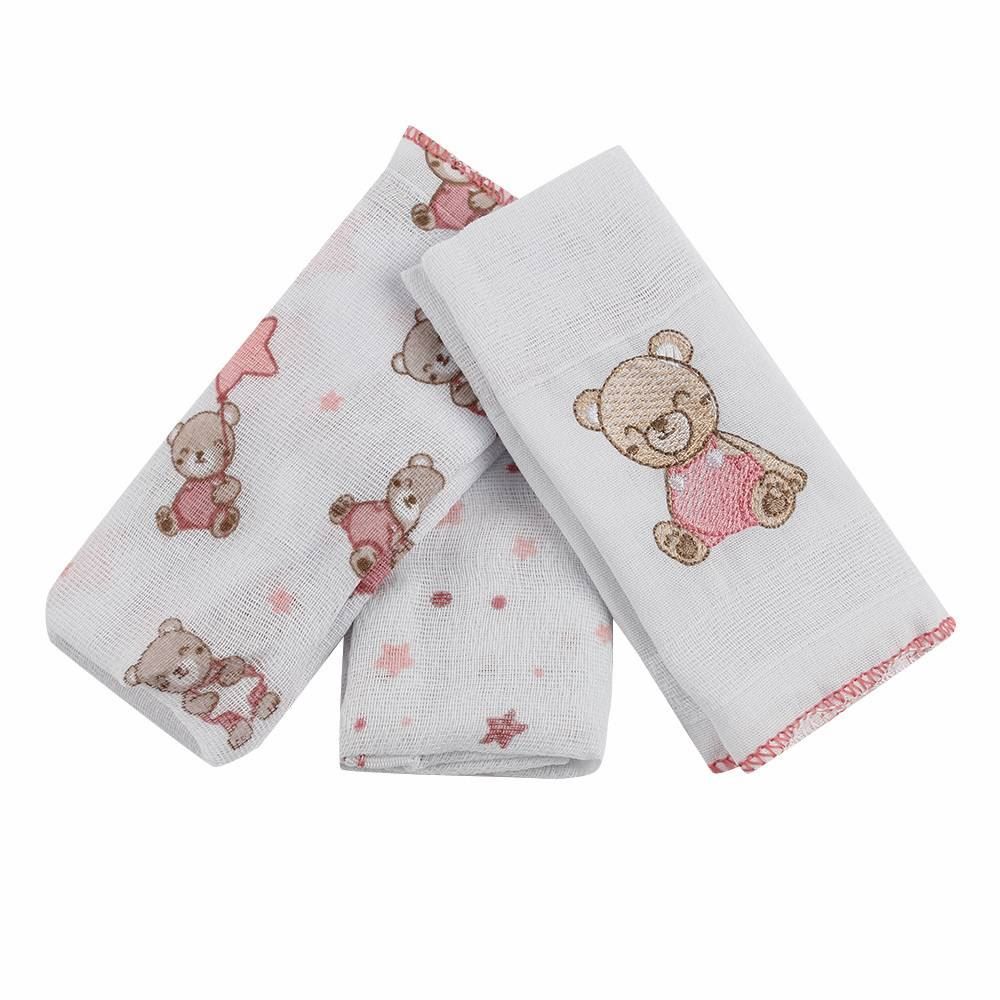 Kit Pano De Boca Prime Havan Baby - Teddy Rosa