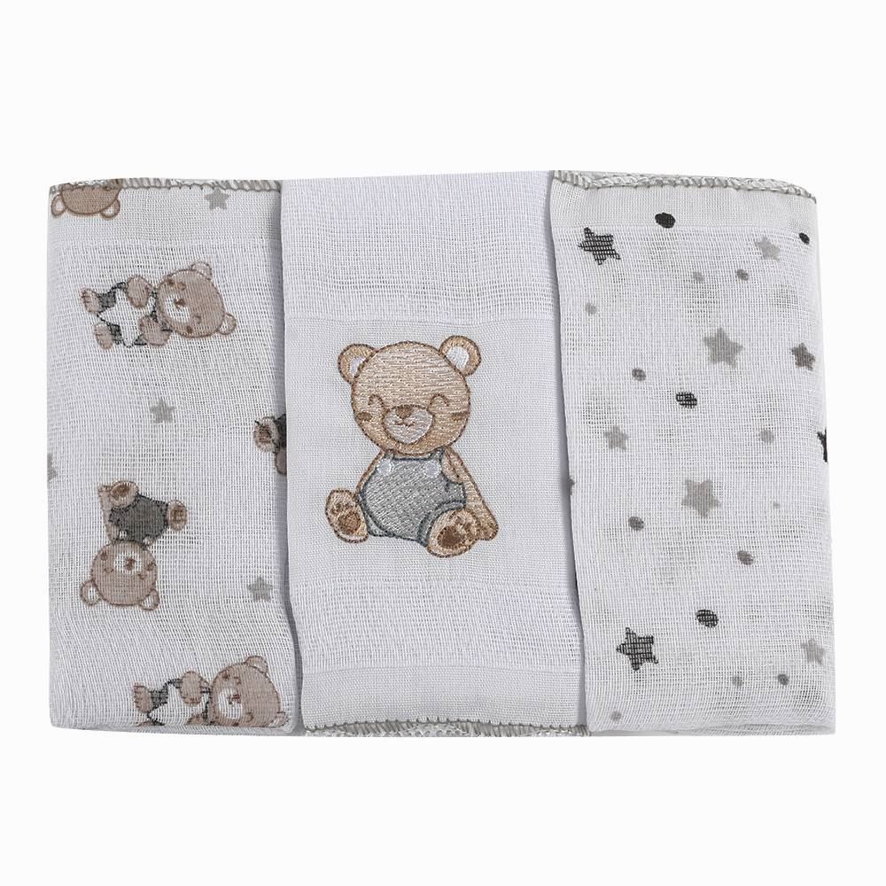 Kit Pano De Boca Prime Havan Baby - Teddy Cinza
