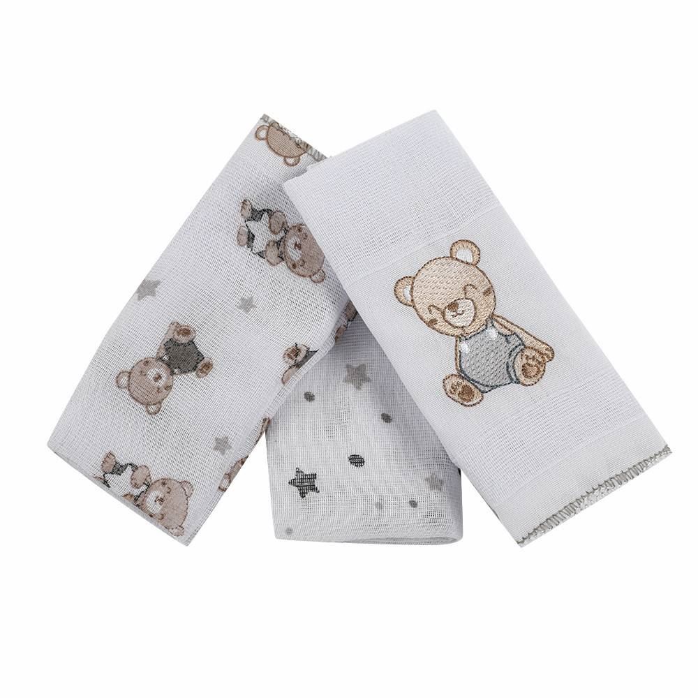 Kit Pano De Boca Prime Havan Baby - Teddy Cinza