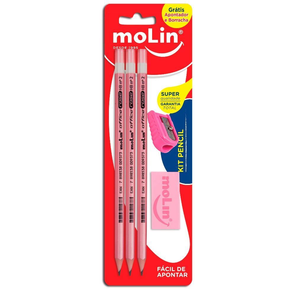 Kit Escolar Pencil Rose Molin 5 Peças - 13232R