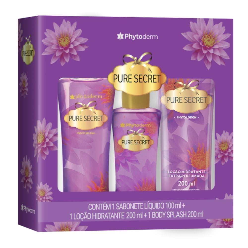 Kit Body Splash, Hidratante e Sabonete Líquido Phytoderm - Pure Secret