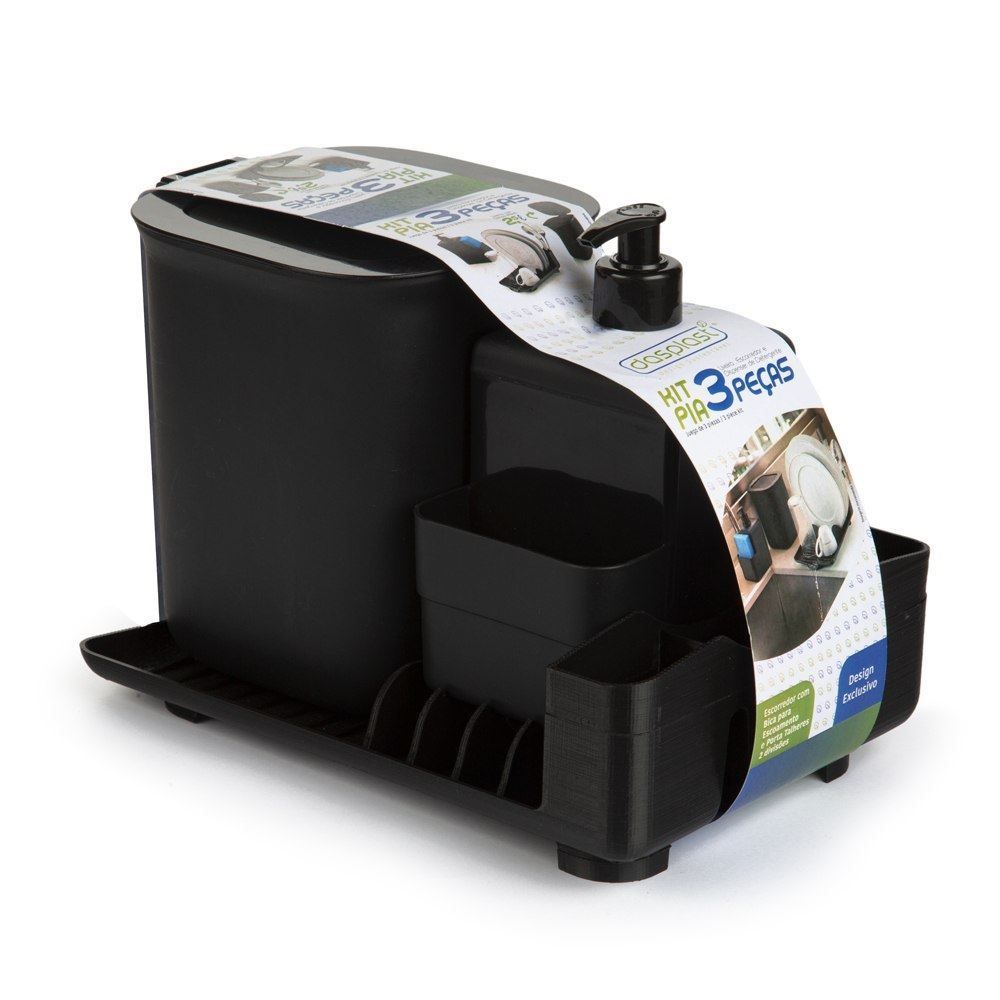 Kit Pia Dasplast 3 Peças - Preto 