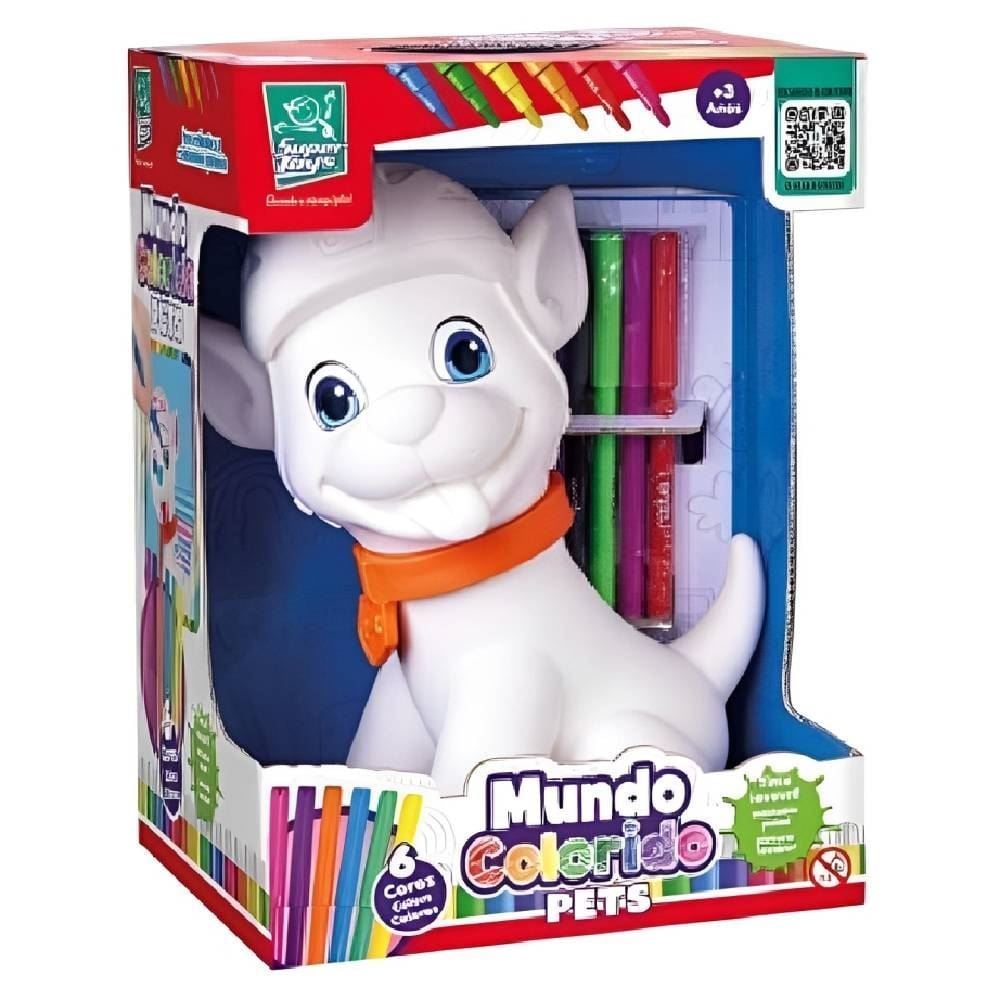 Kit Pintura Caneta Lavável Pets Mundo Colorido Super Toys - 643