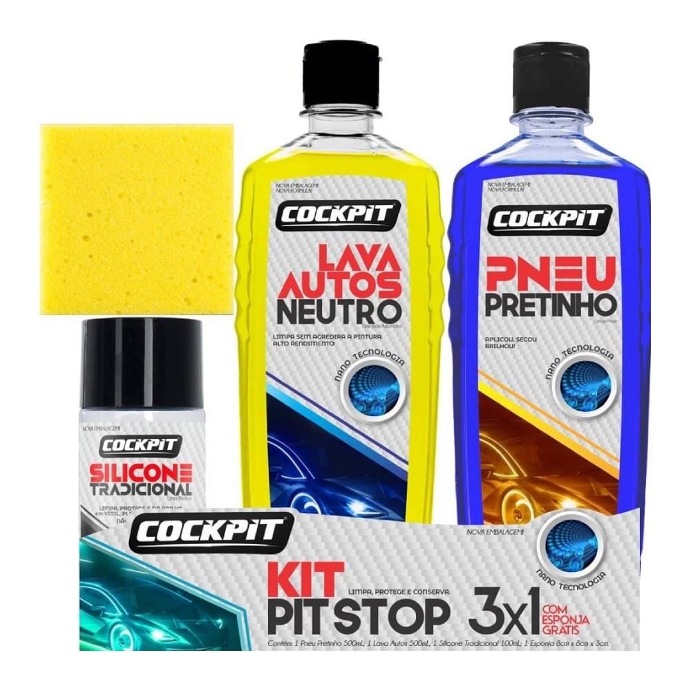 Kit Limpeza Automotiva Pit Stop 3 X 1 Cockpit - 10752