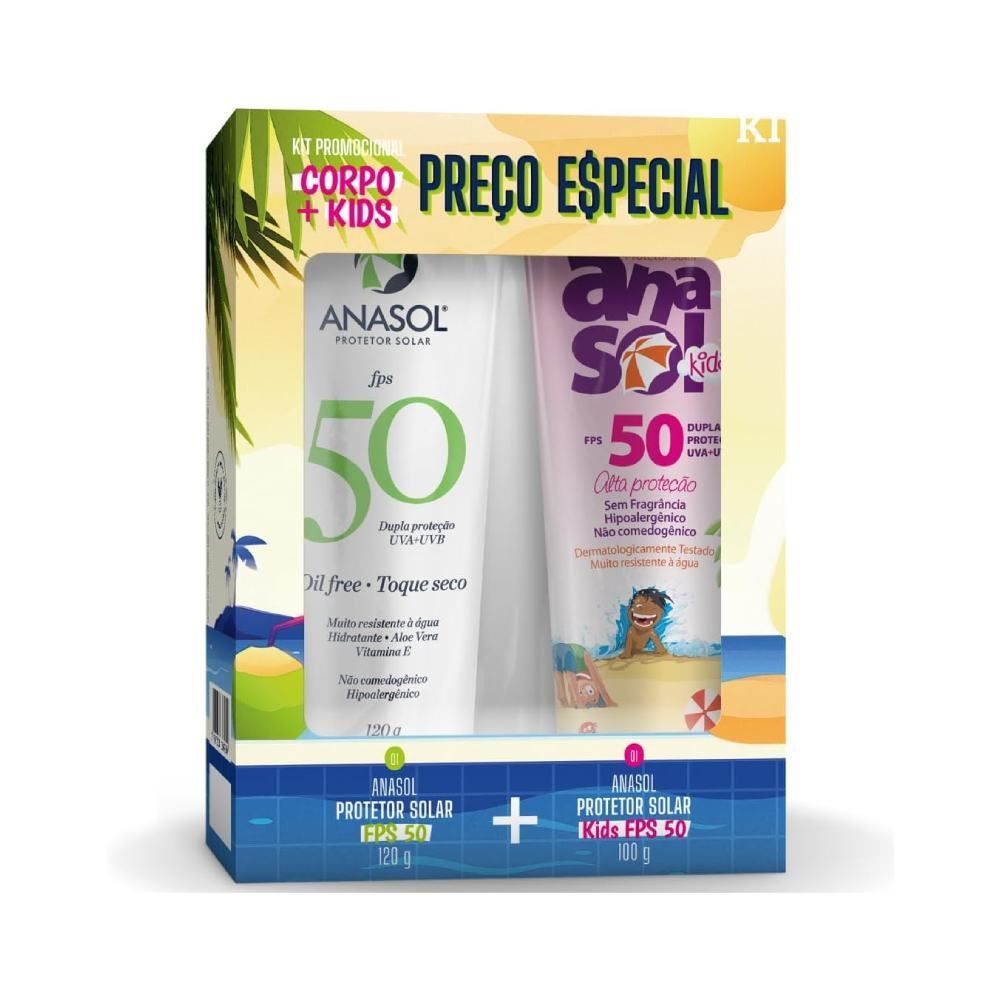 Kit Protetor Solar Anasol Corporal Fps 50 120G E Kids Fps 50 100G - Dupla Proteção