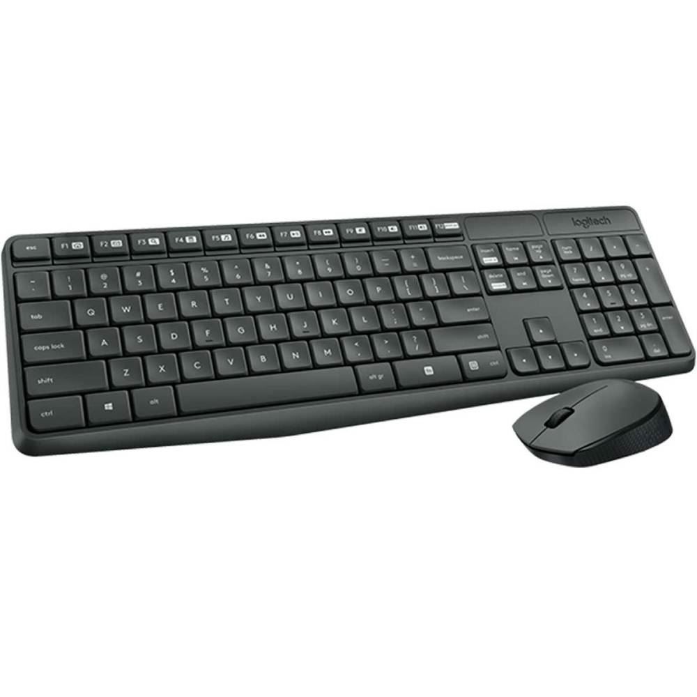 Kit Teclado E Mouse Logitech Sem Fio Mk235 - Preto
