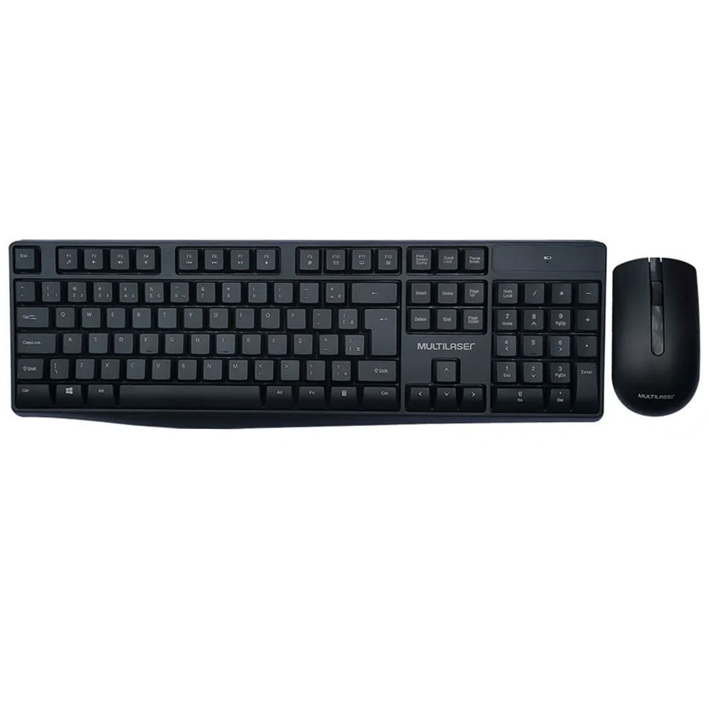 Kit Teclado E Mouse Sei Fio Usb Tc270 Multilaser - Preto