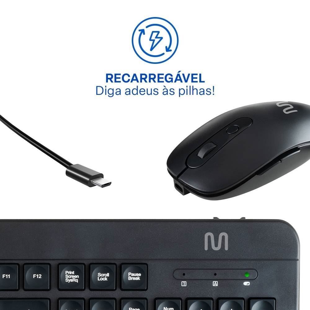 Kit Teclado E Mouse Sem Fio Multi Tc250 - Preto