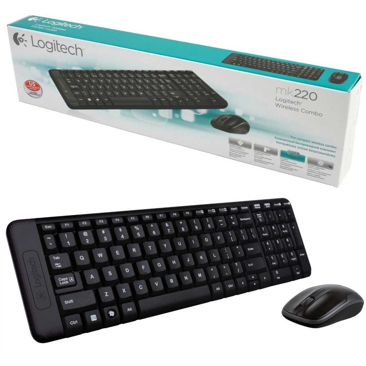 Kit Teclado e Mouse Wireless Logitech MK220 - DIVERSOS