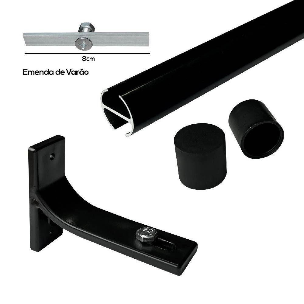 Kit Trilho Deslizante Inove 2,50 m Havan Casa - Preto Fosco