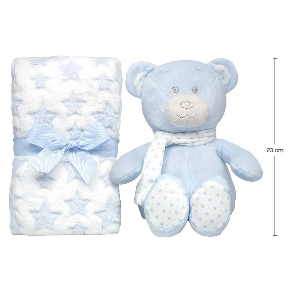 Kit Ursinho Com Mantinha Soninho Buba - AZUL