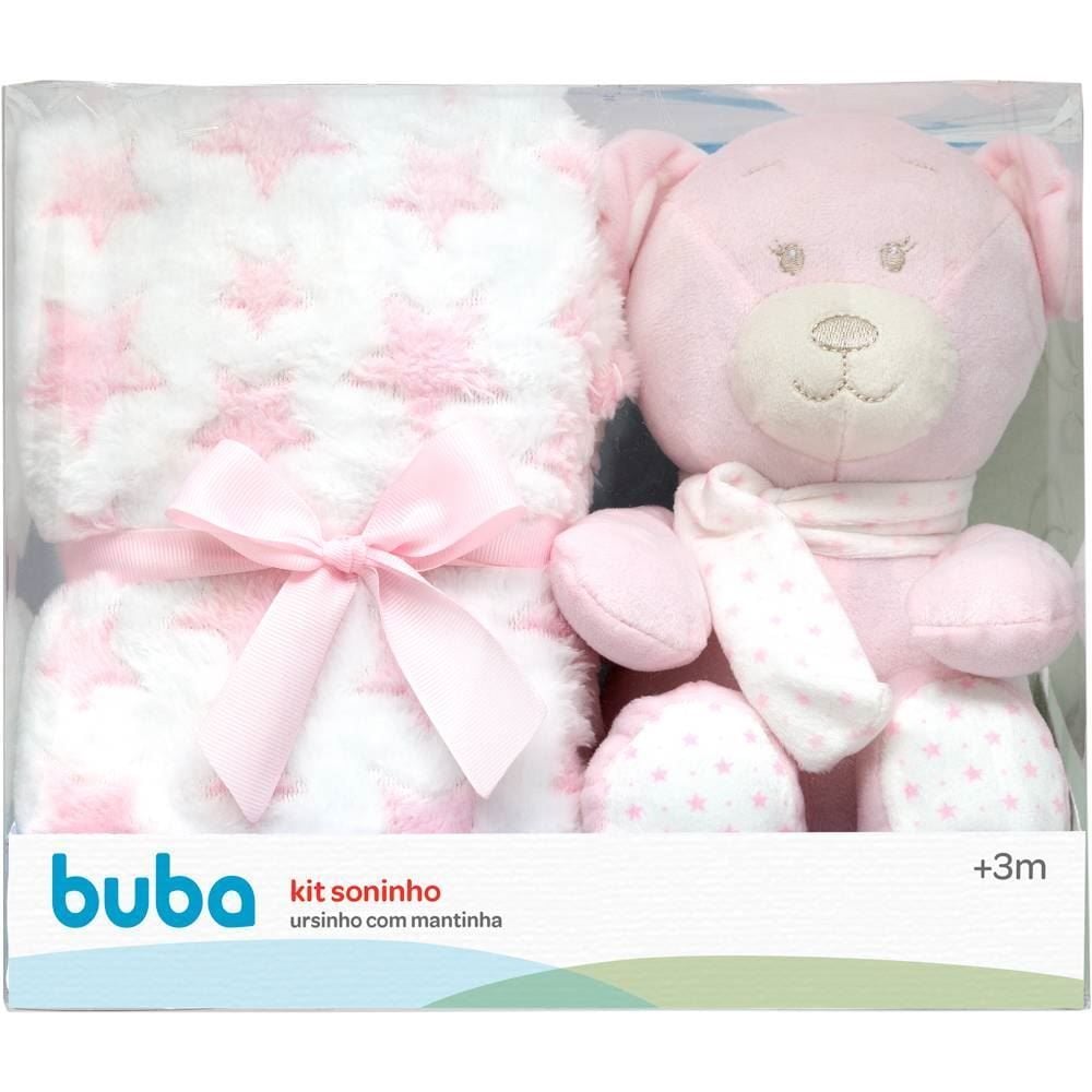 Kit Ursinho Com Mantinha Soninho Buba - ROSA