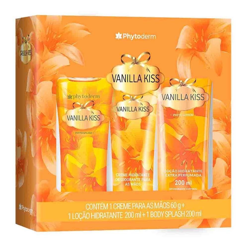 Kit Vanilla Kiss Body Splash + Loção Hidratante + Creme Para Mãos - Phytoderm
