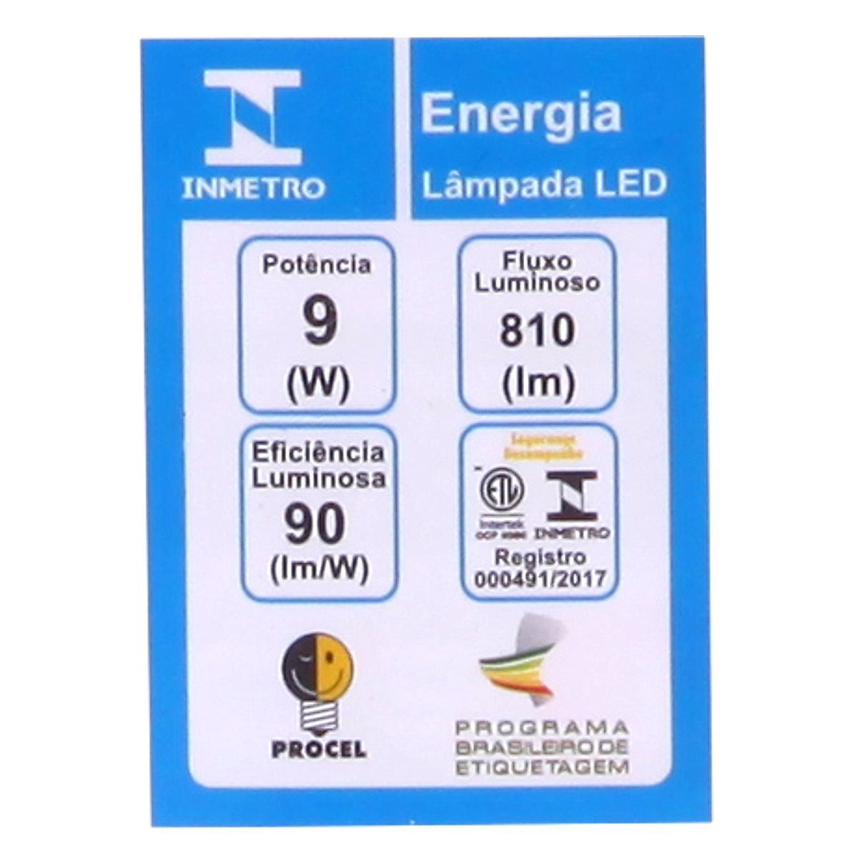 Lâmpada LED 9W 6500K Luz Fria TKL60 Taschibra - Bivolt