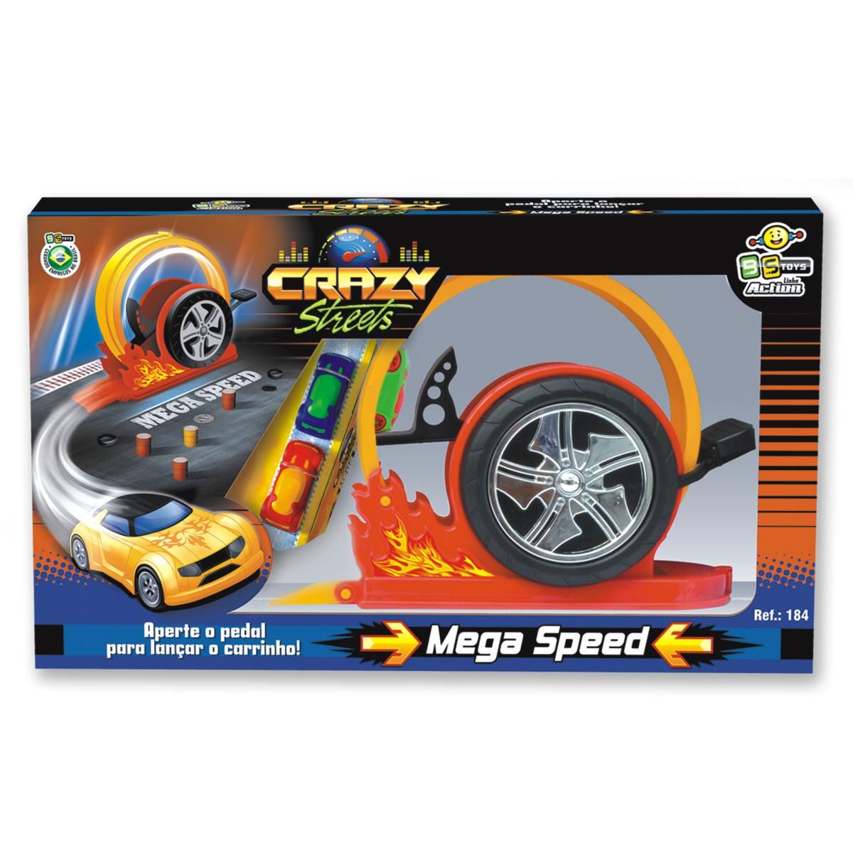 Lançador Mega Speed 184 Crazy Streets BS Toys - Laranja