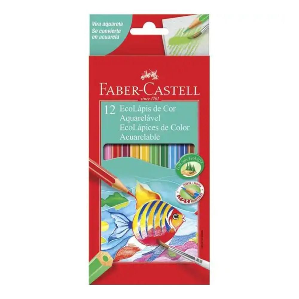 Lápis de Cor 12 Cores Aquarelável Faber Castell - 120212G