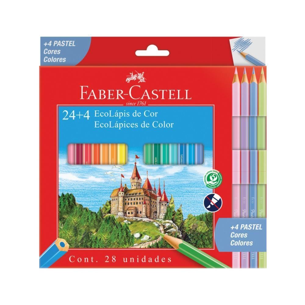 Lápis de Cor 24 Cores e 4 Cores Pastel Faber Castell - 120124+4P
