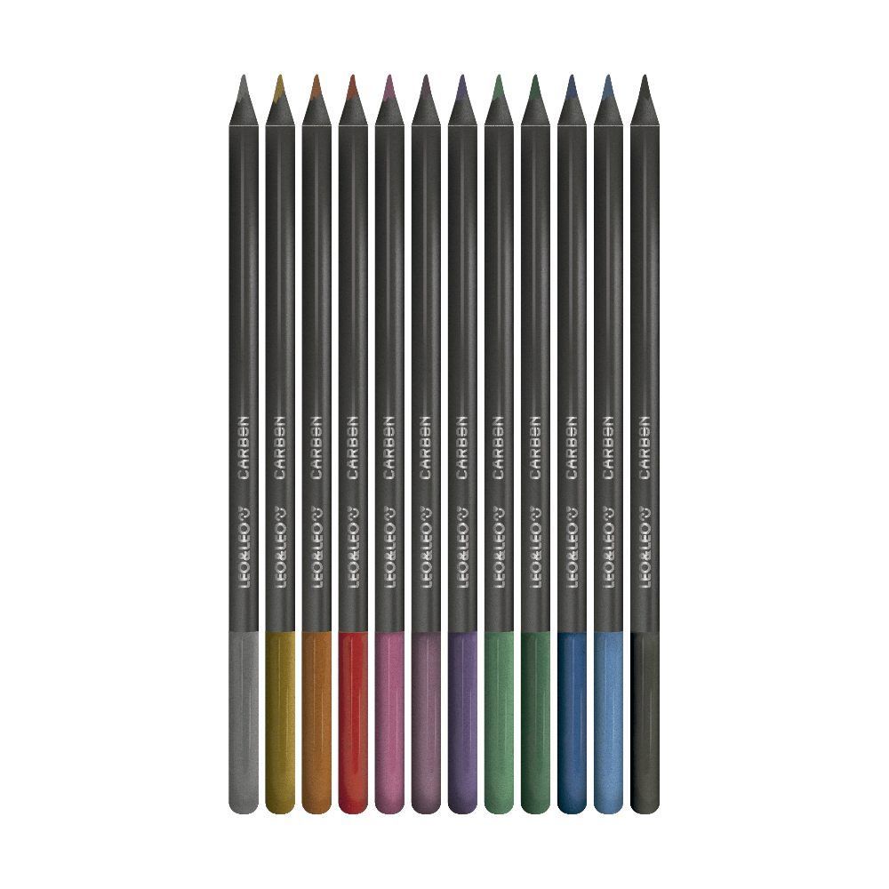 Lápis de Cor Carbon Line Metálico Leo&Leo 12 Cores - 4432