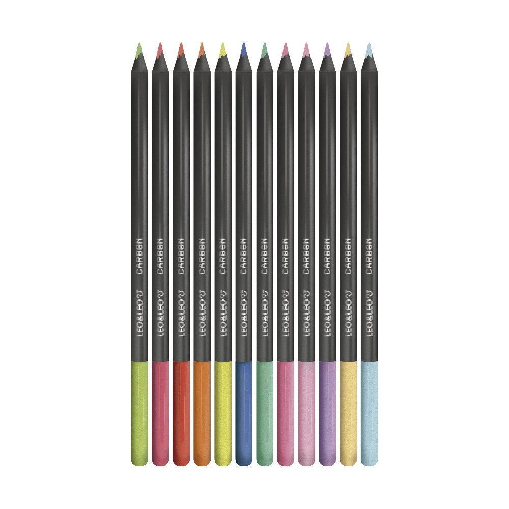 Lápis de Cor Carbon Line Neon Pastel Leo&Leo 12 Cores - 4434