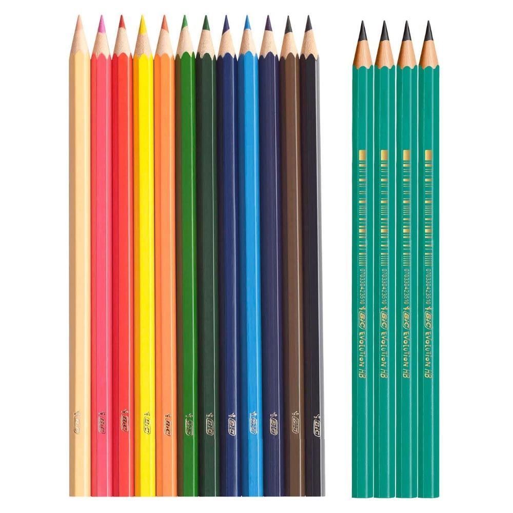 Lápis De Cor Evolution Com 12 Cores E 4 Lápis Preto Bic - 902545