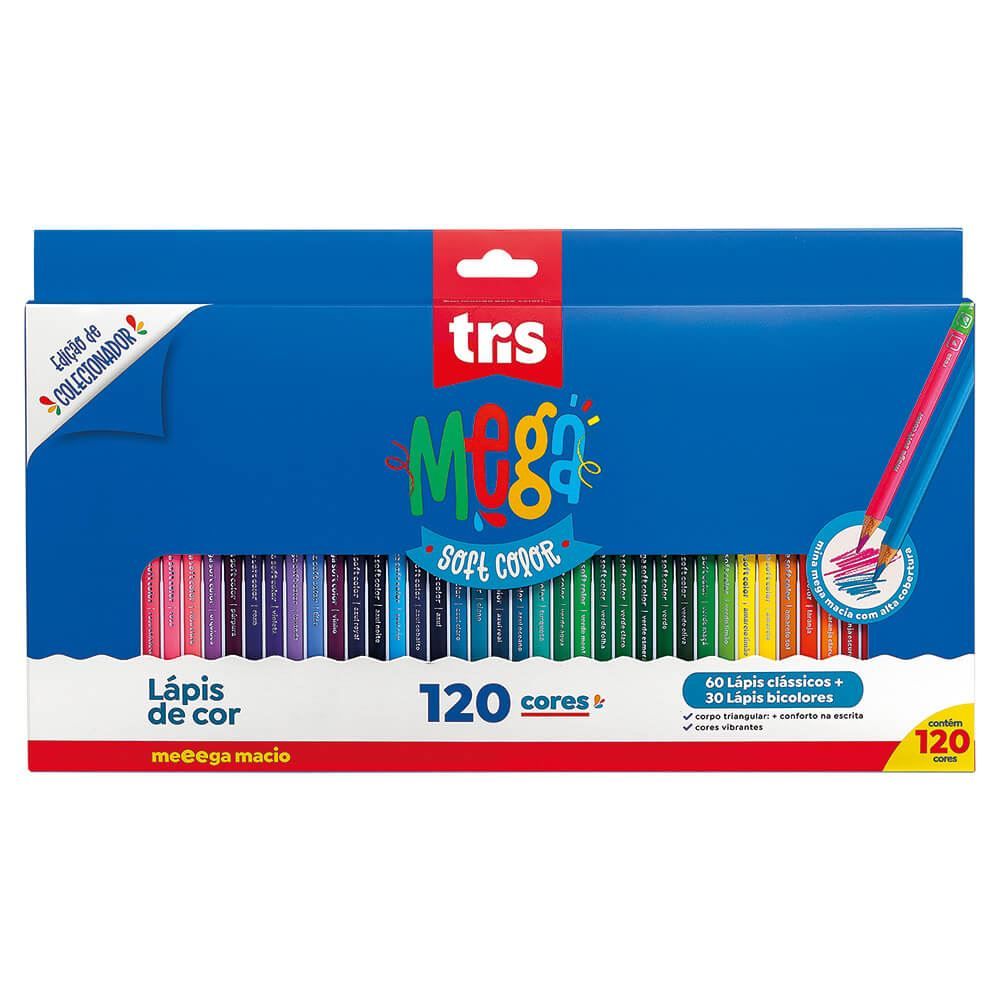 Lápis de Cor Megasoft 90 Lápis 120 Cores Tris - 911605